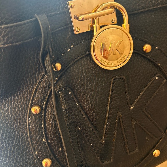 Michael Kors Black Leather Satchel with Gold Hardware - Picture 4 of 9